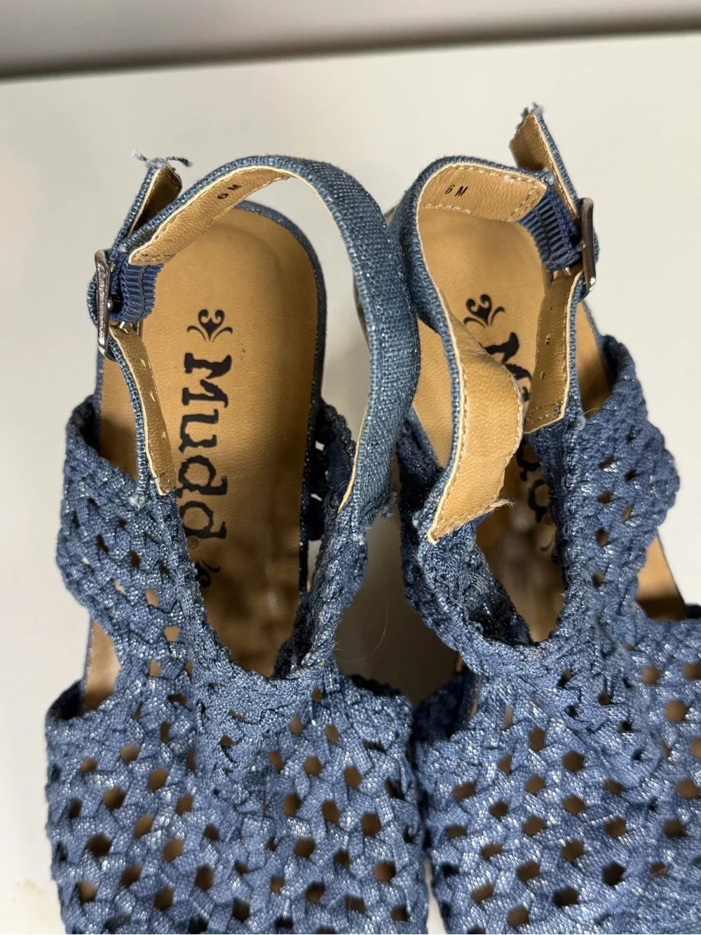 Woven Blue Platform Sandals - Womens size 6